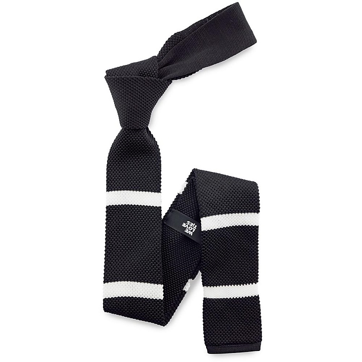 Necktie knitted black stripe
