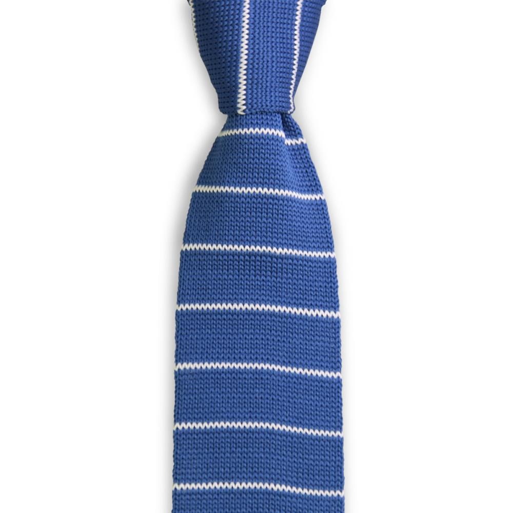 Necktie knitted blue striped - 1