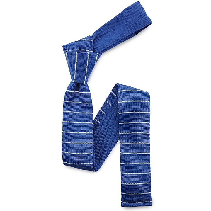 Necktie knitted blue striped