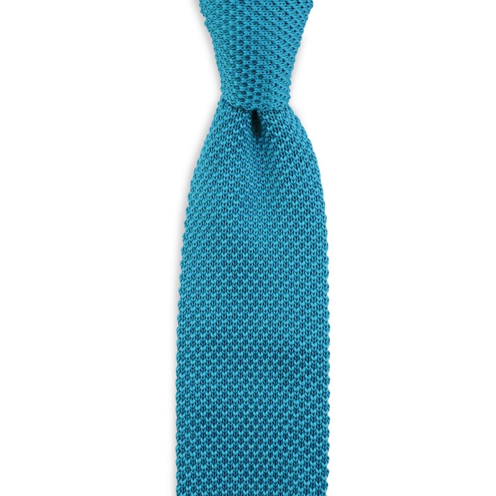 Necktie knitted cyan blue - 1