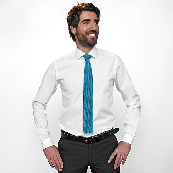 Necktie knitted cyan blue