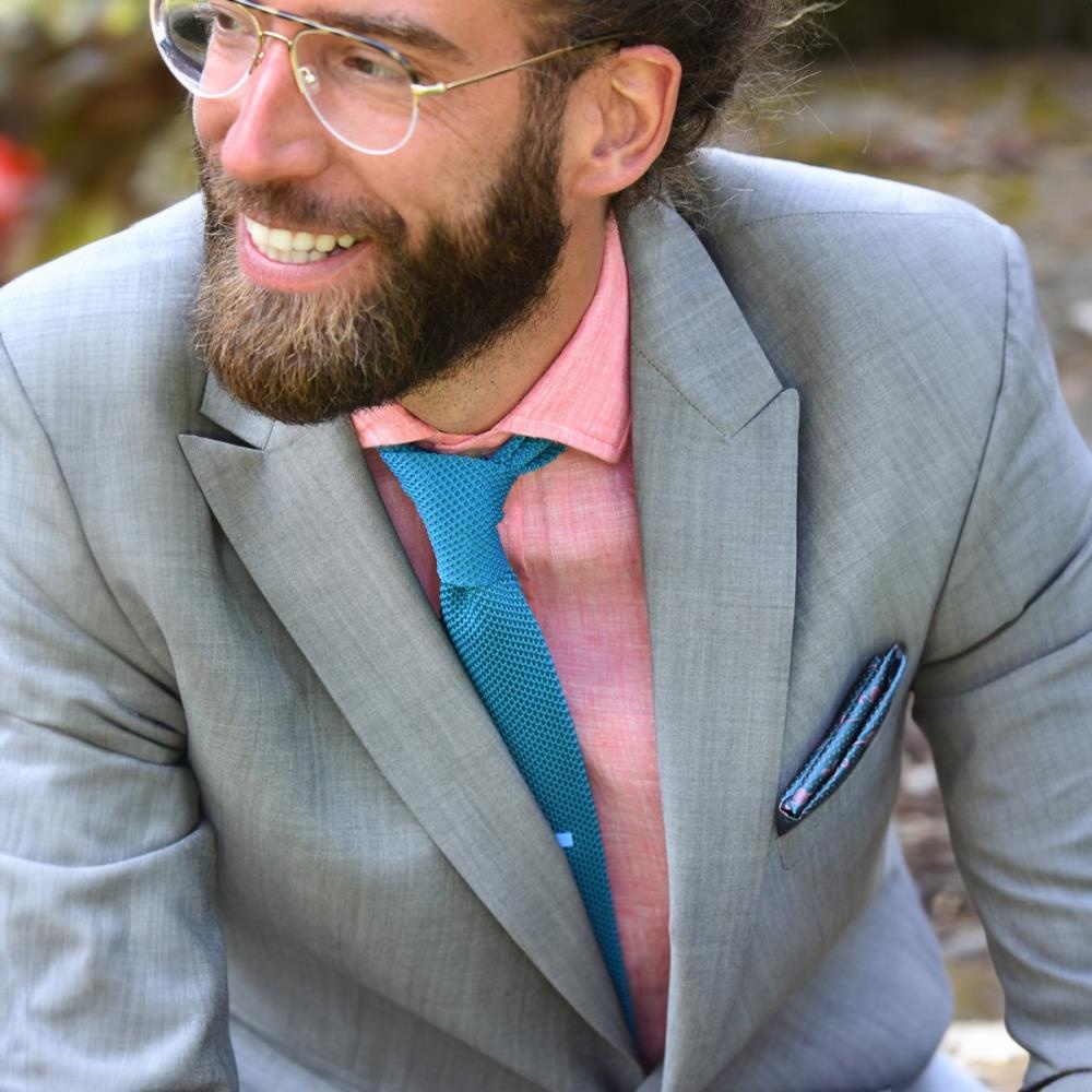 Necktie knitted cyan blue - 3