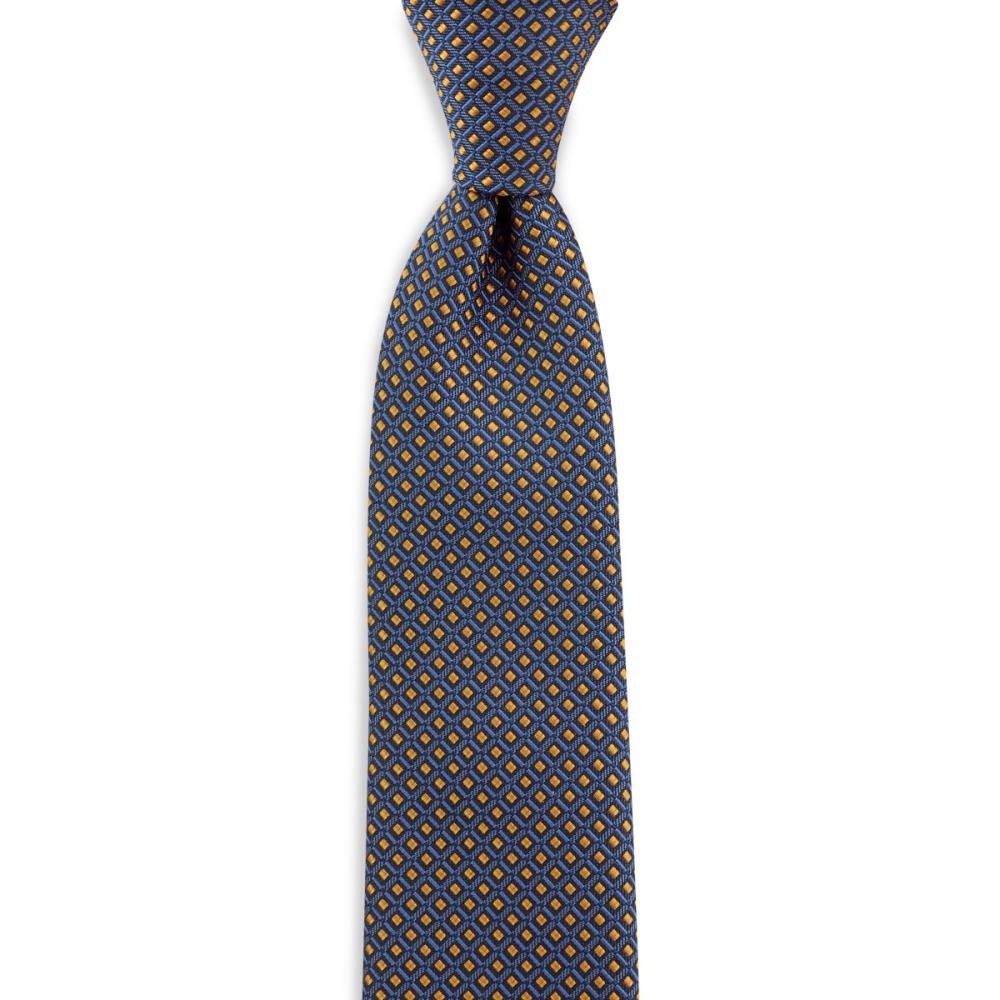 Necktie pattern denim blue ochre - 1