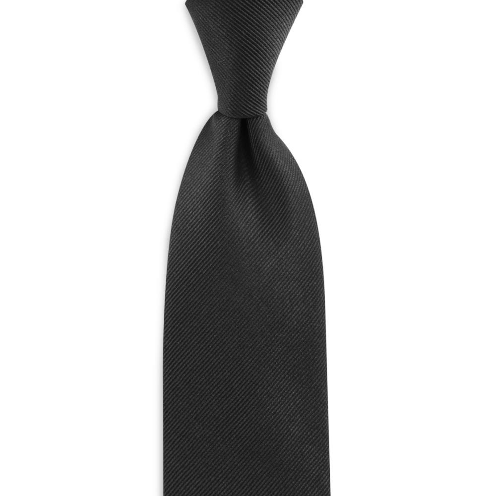 necktie silk black repp - 1