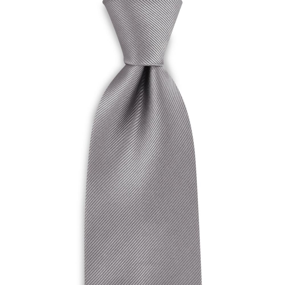 necktie silk grey repp - 1