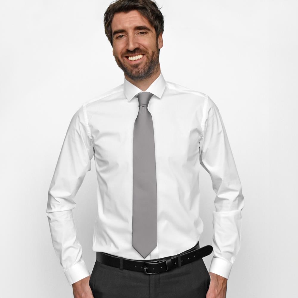 necktie silk grey repp - 2