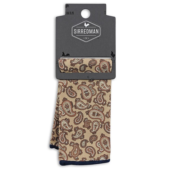 pocket square Paisley Marron