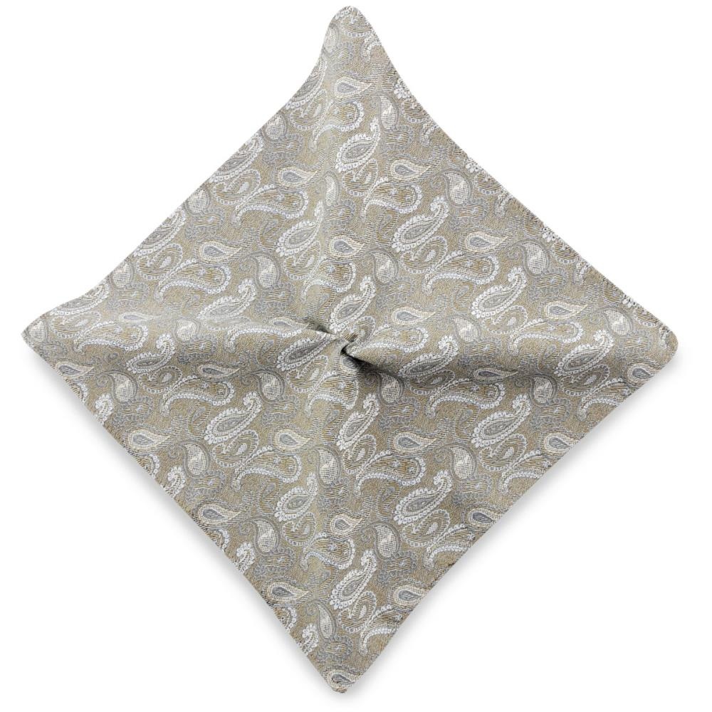 pocket square Paisley Partito verde-marrone - 1