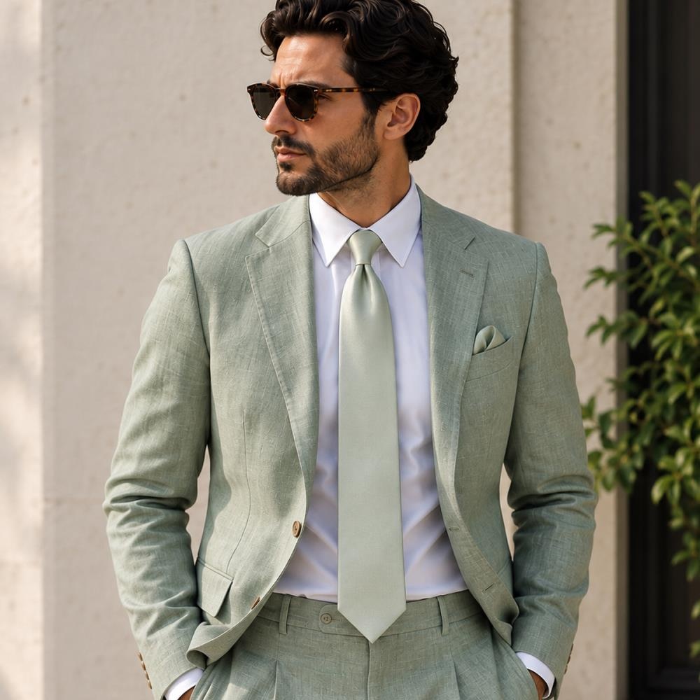 pocket square Satin Grace Sage - 2