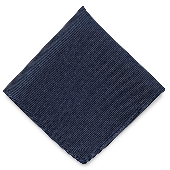Pocket square silk repp navy blue