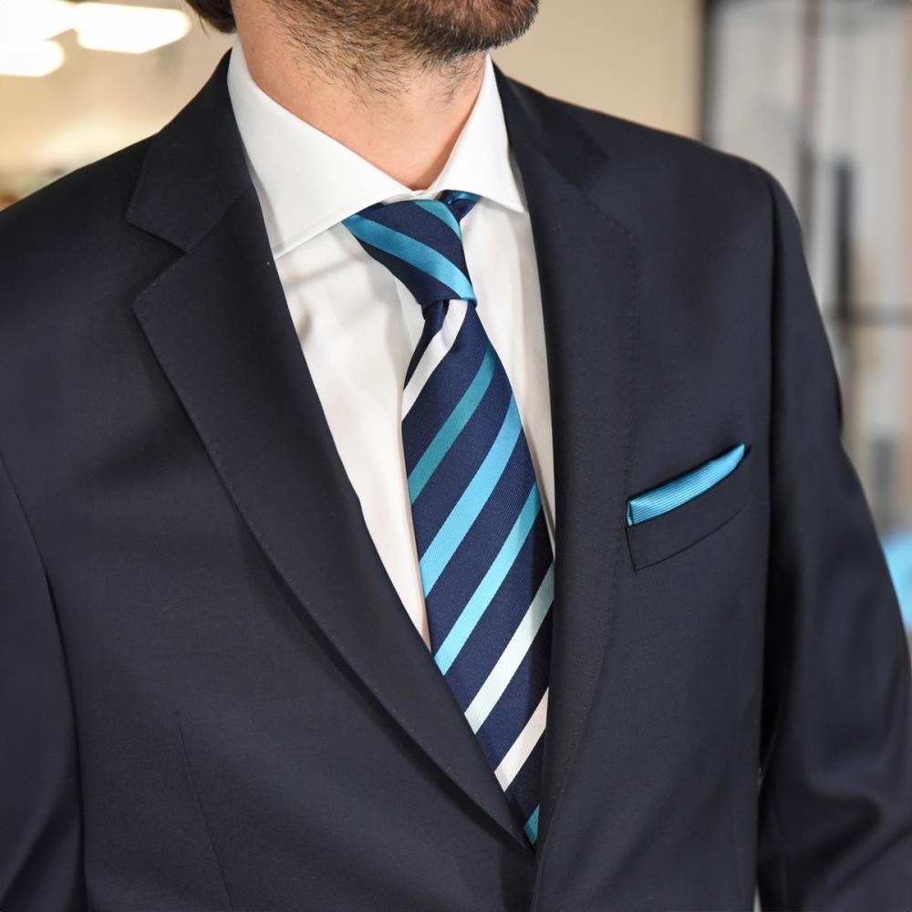pocket square silk repp turquoise - 3
