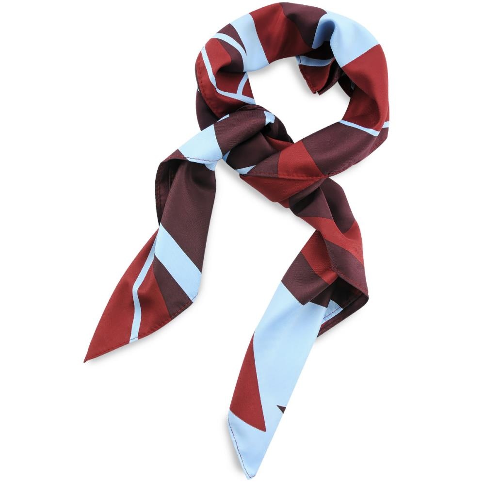 Scarf pattern aubergine light blue - 1