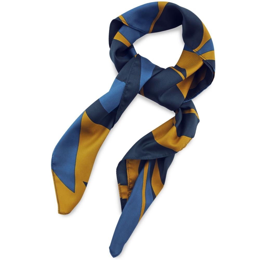 Scarf pattern denim blue ochre - 1