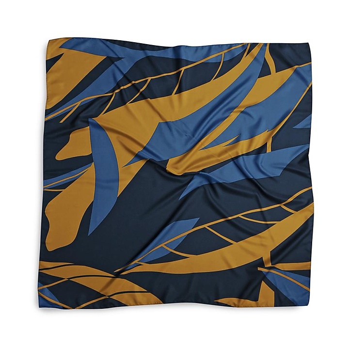 Scarf pattern denim blue ochre