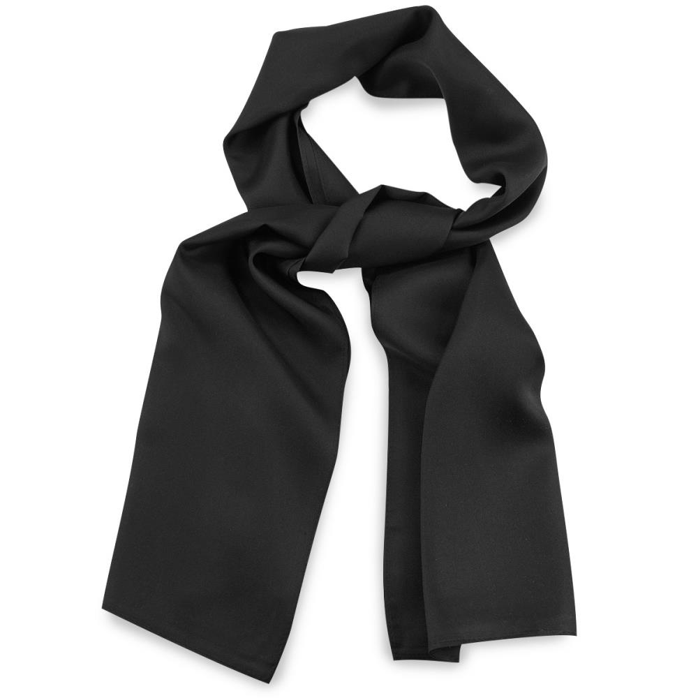 scarf silk black plain rectangle - 1