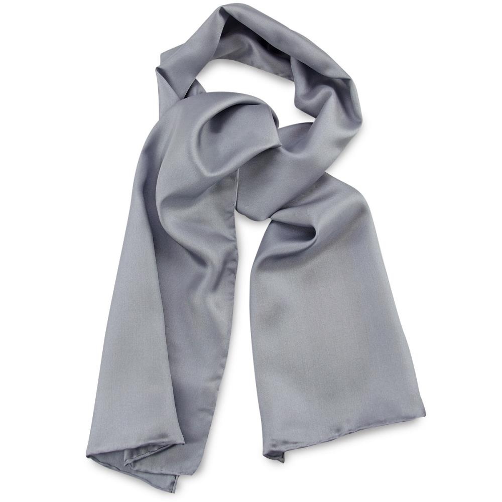 scarf silk grey plain rectangle - 1