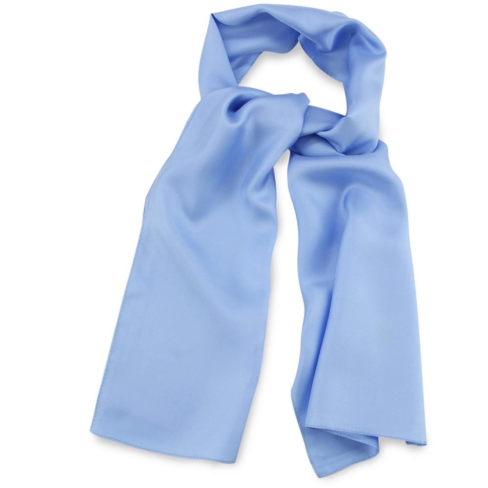 scarf silk light blue plain rectangle - 1