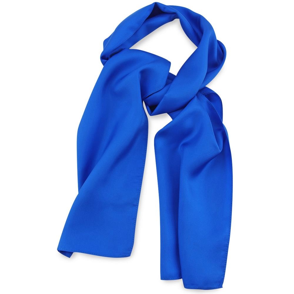 scarf silk royal blue plain rectangle - 1