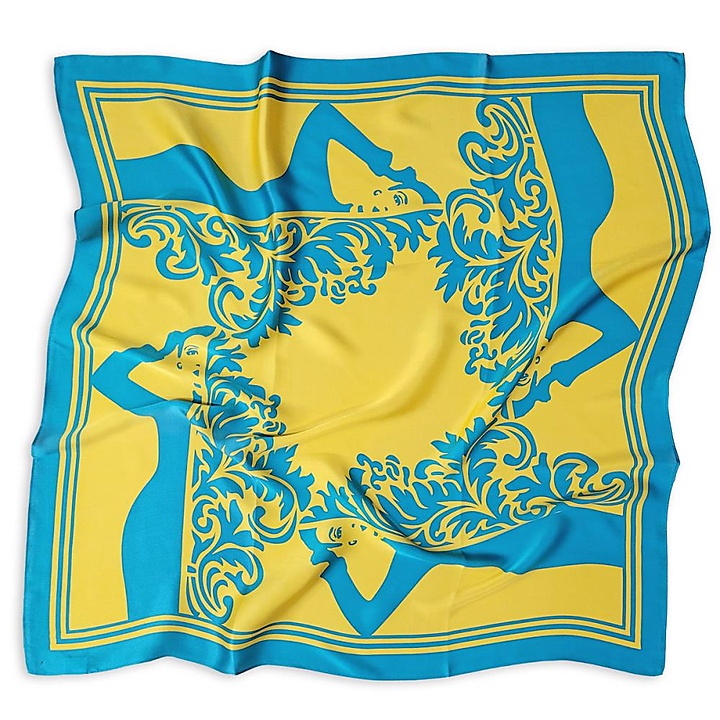 Scarf Viva Silk yellow blue