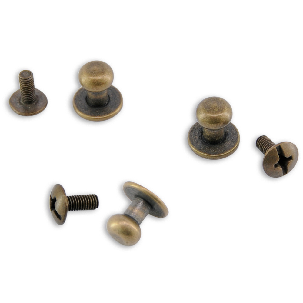 set of suspender buttons & screws antique brass L - 1