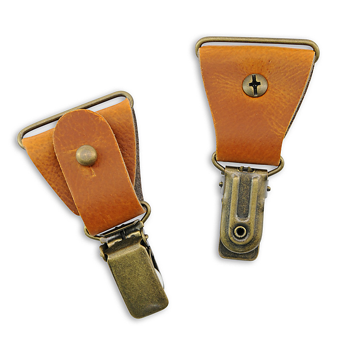 set of suspender buttons & screws antique brass L