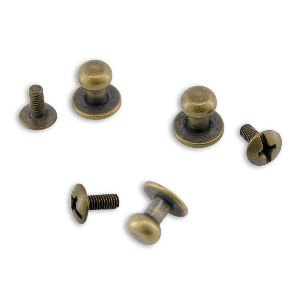 set of suspender buttons & screws antique brass S - 1