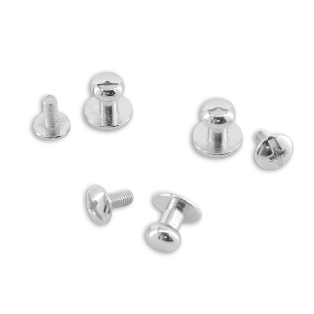 set of suspender buttons & screws silver S - 1