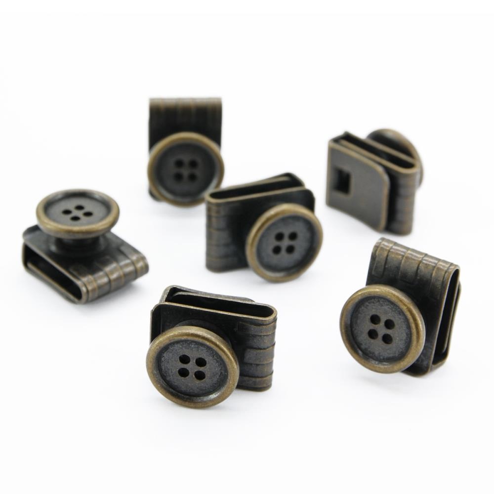 set of suspender buttons antique brass - 2