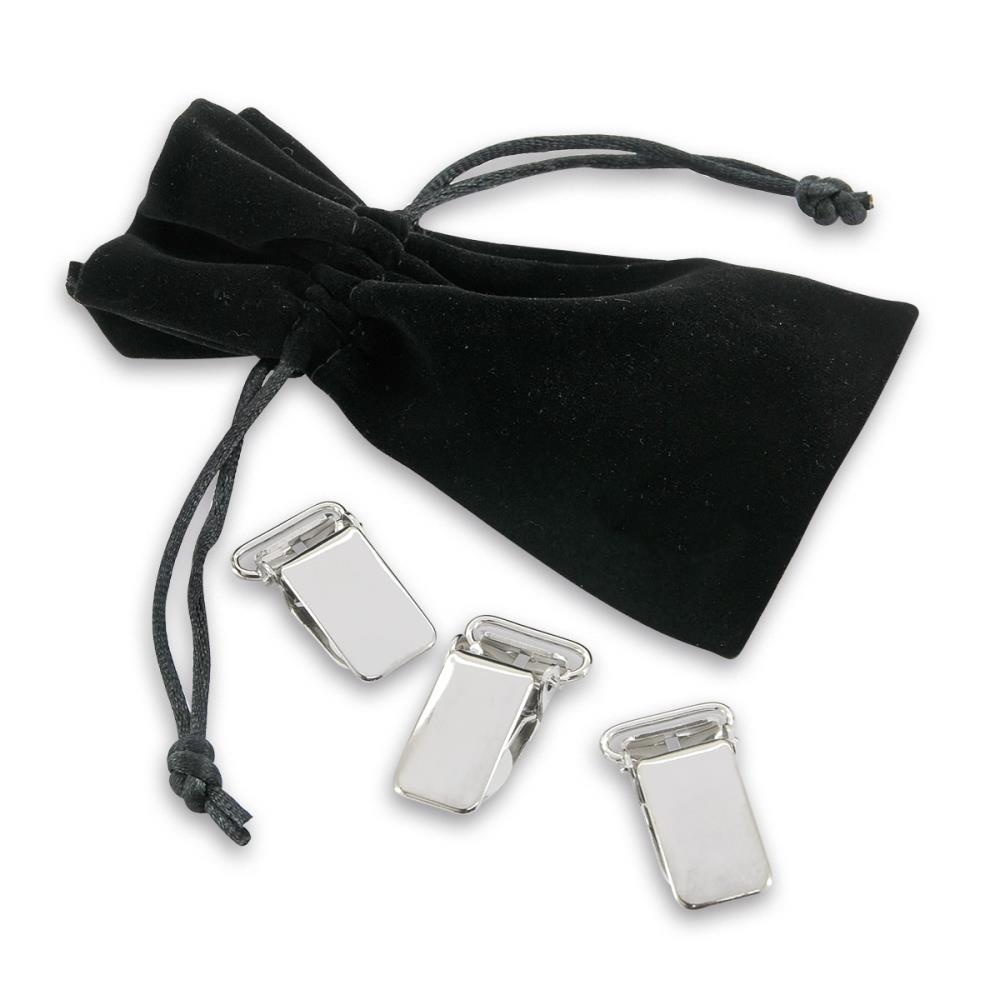 set of suspender clips 15mm silver-plated - 1