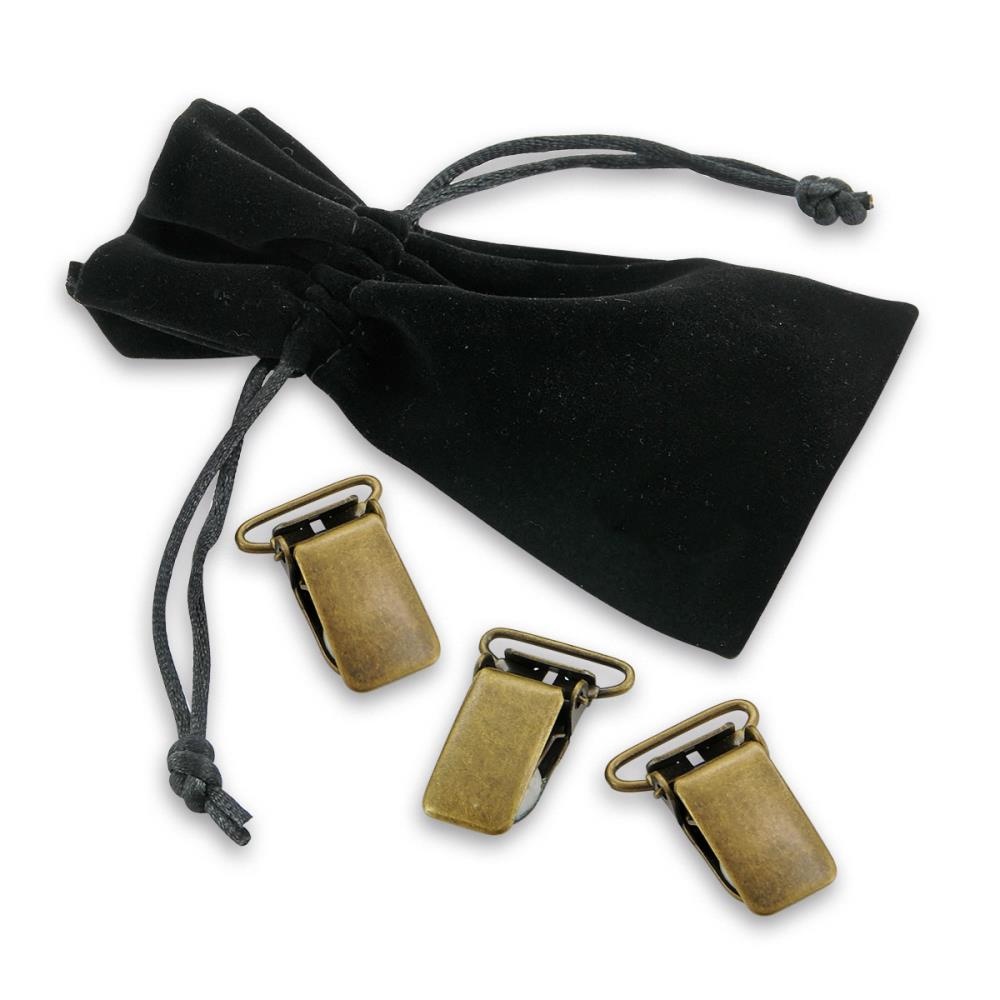 set of suspender clips 20mm antique brass - 1