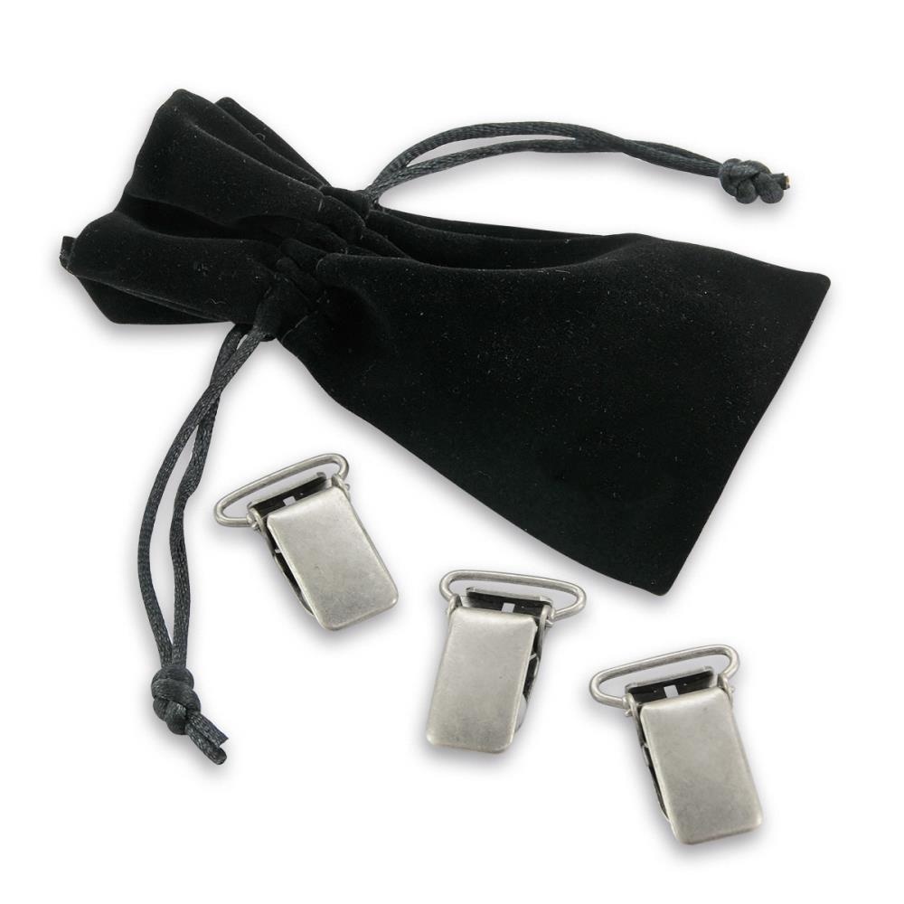 set of suspender clips 20mm antique silver - 1