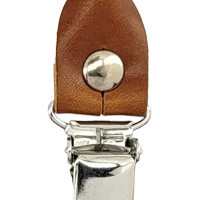 set of suspender loops - cognac grain leather - with silver clips - 5
