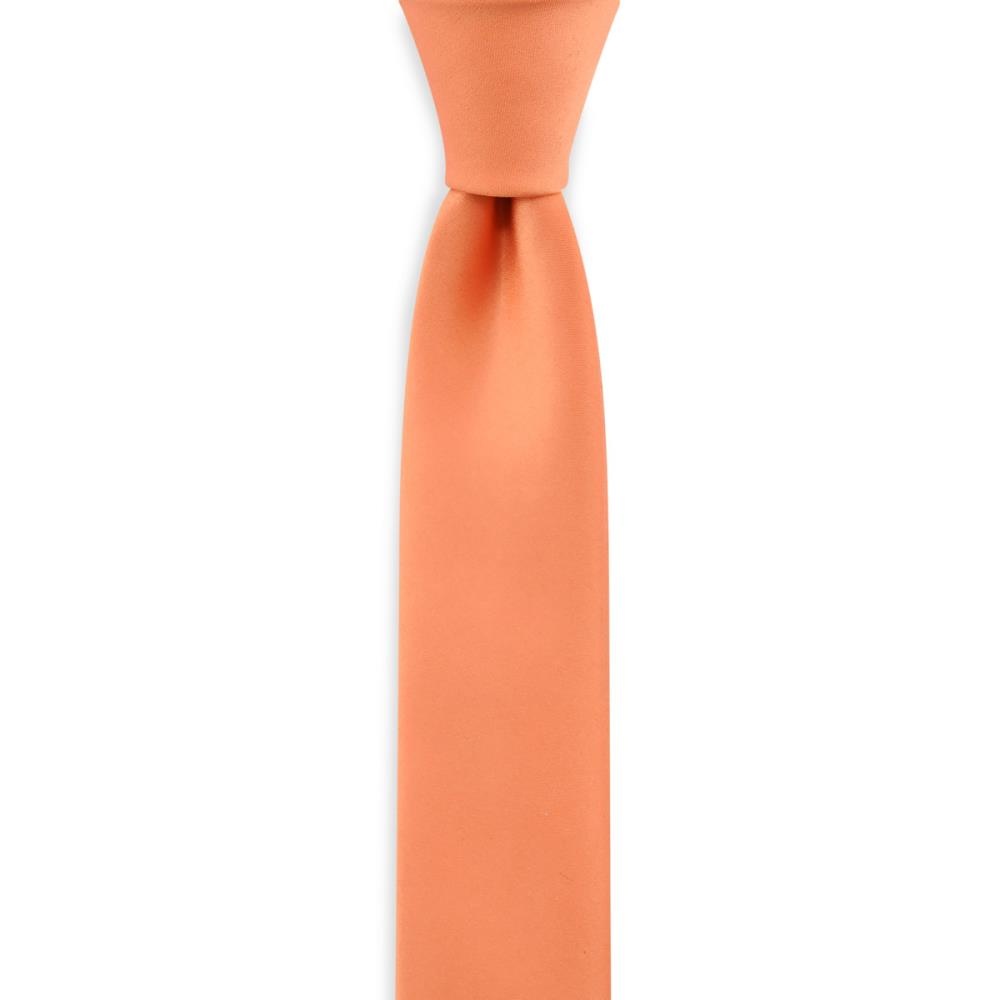 Skinny necktie orange satin - 1