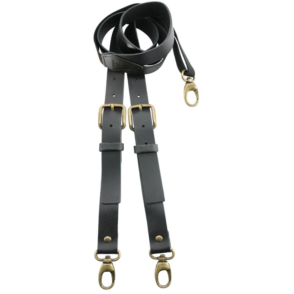 sturdy leather WORK suspenders black - 1