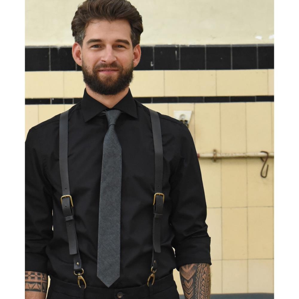 sturdy leather WORK suspenders black - 2