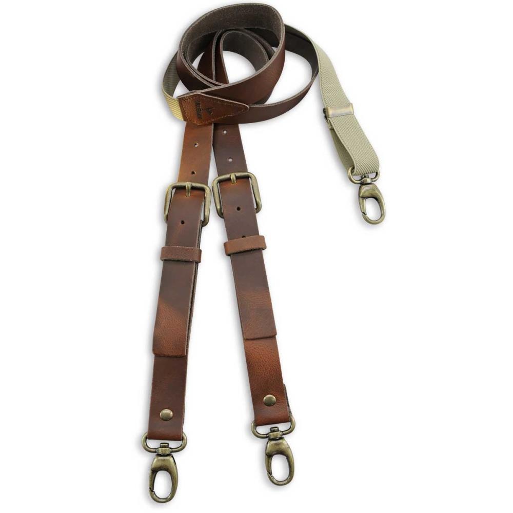 sturdy leather WORK suspenders brown - 1