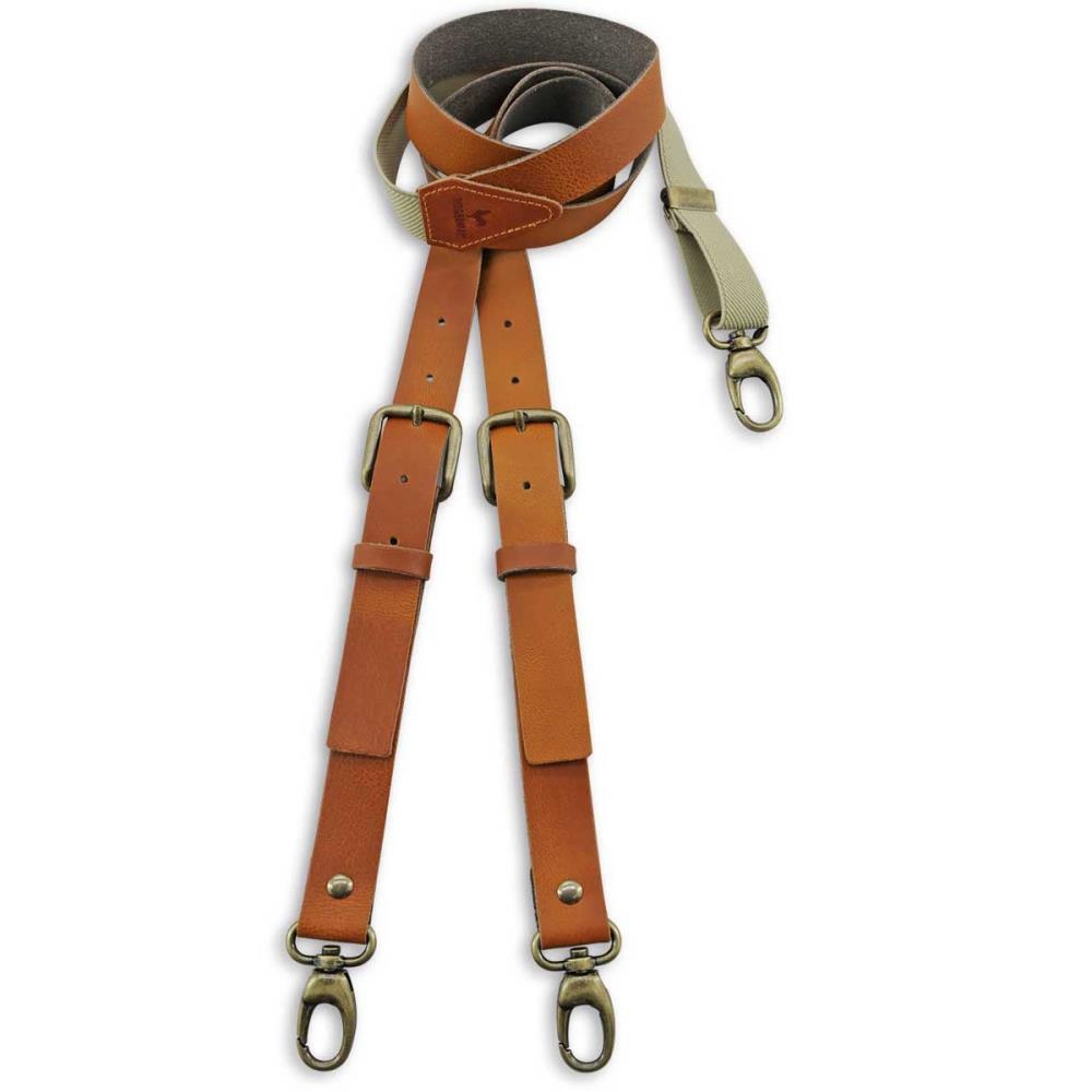 sturdy leather WORK suspenders cognac - 1