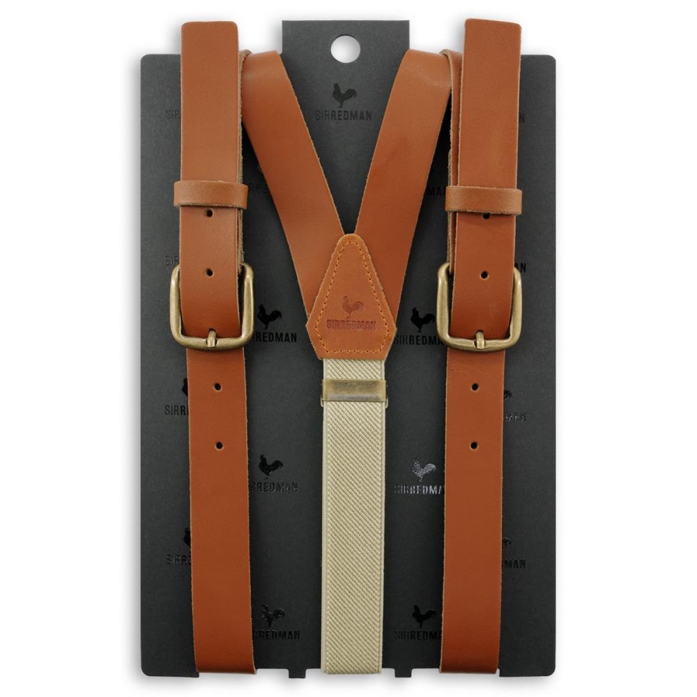 sturdy leather WORK suspenders cognac - 2