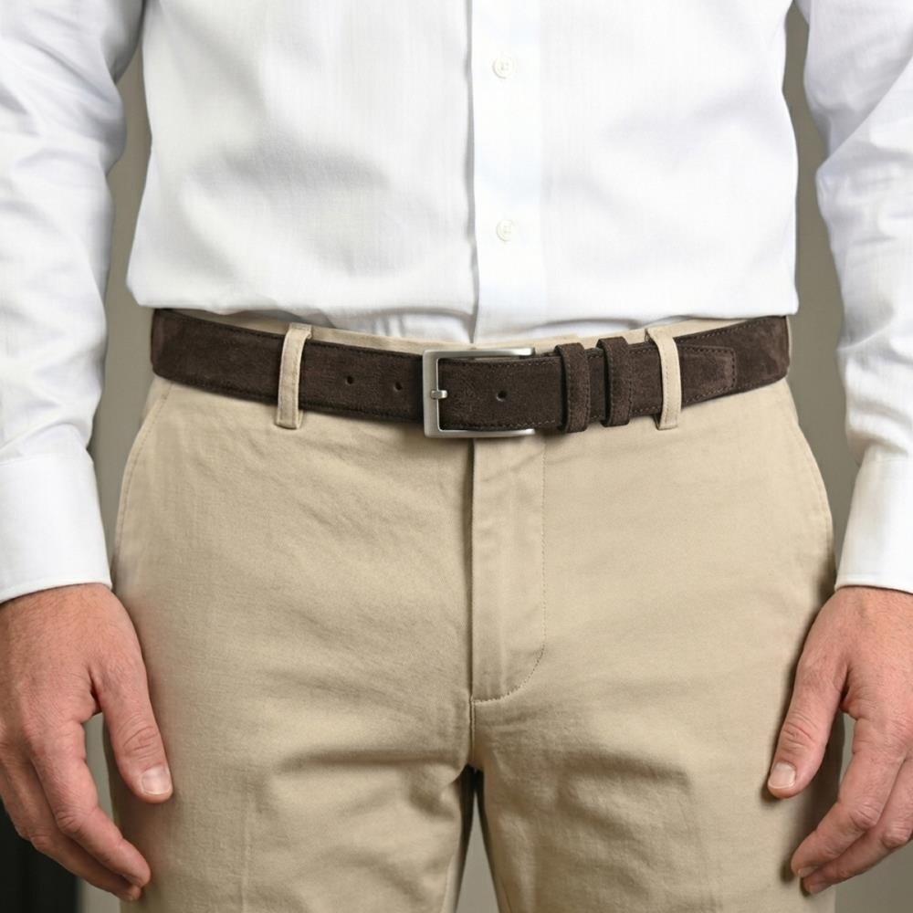 suede belt brown L - 2