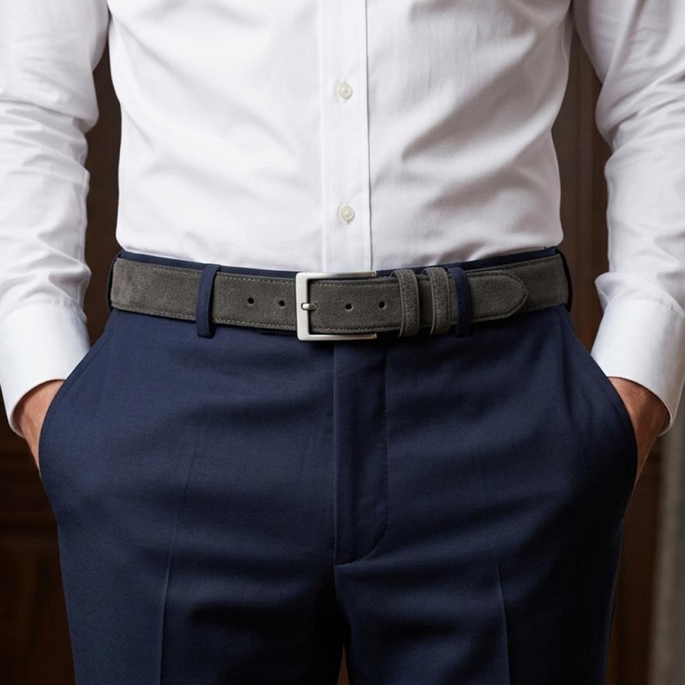 suede belt dark grey M - 2
