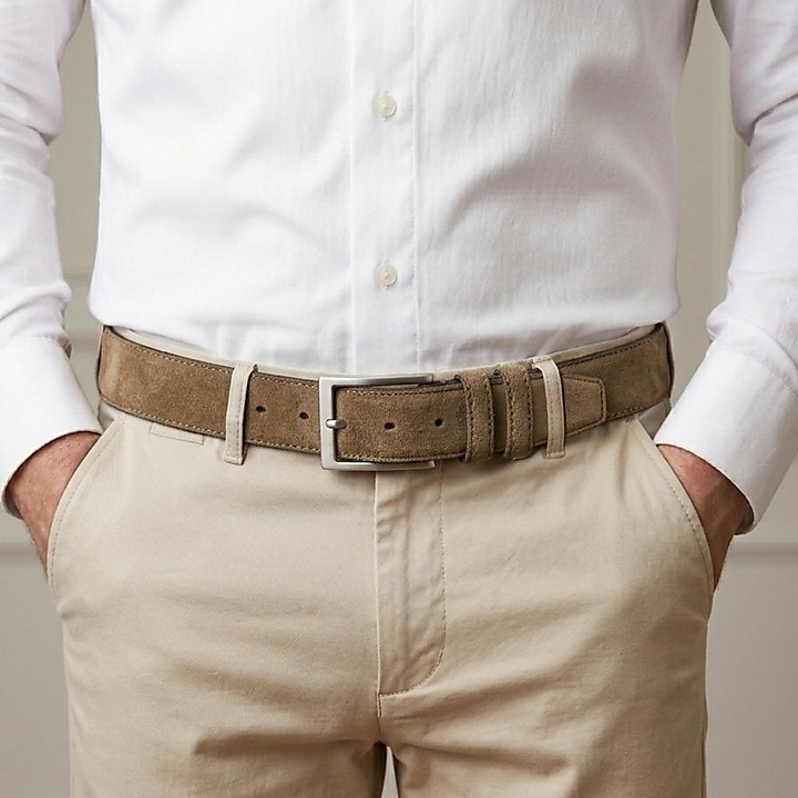 suede belt taupe L
