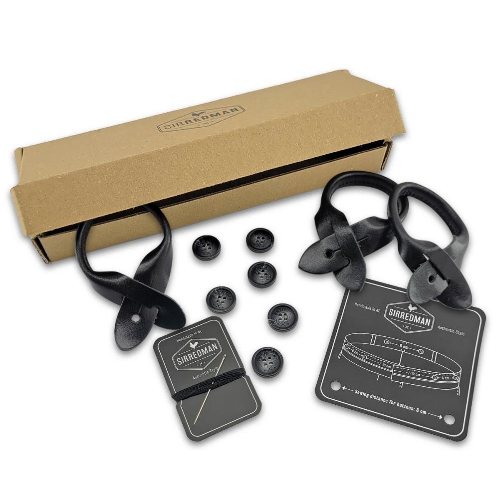 suspenders accessory set grain leather black - 1
