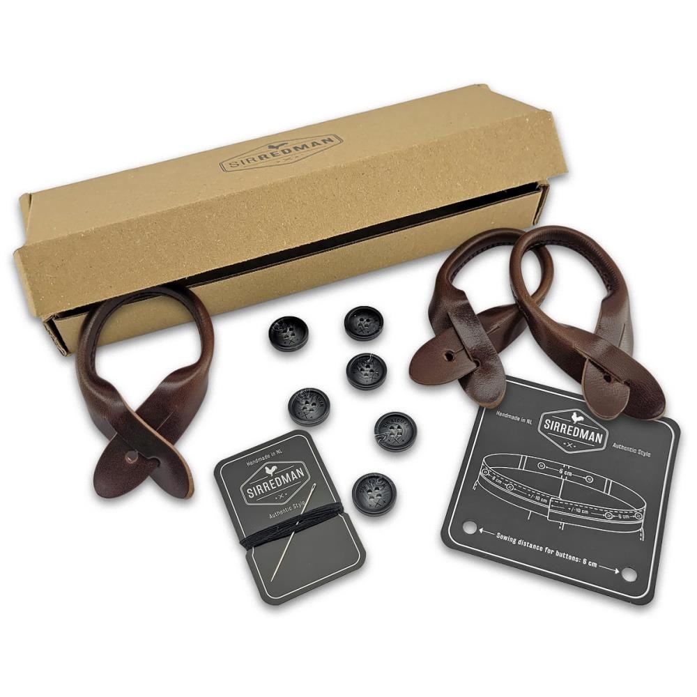 suspenders accessory set grain leather brown - 1