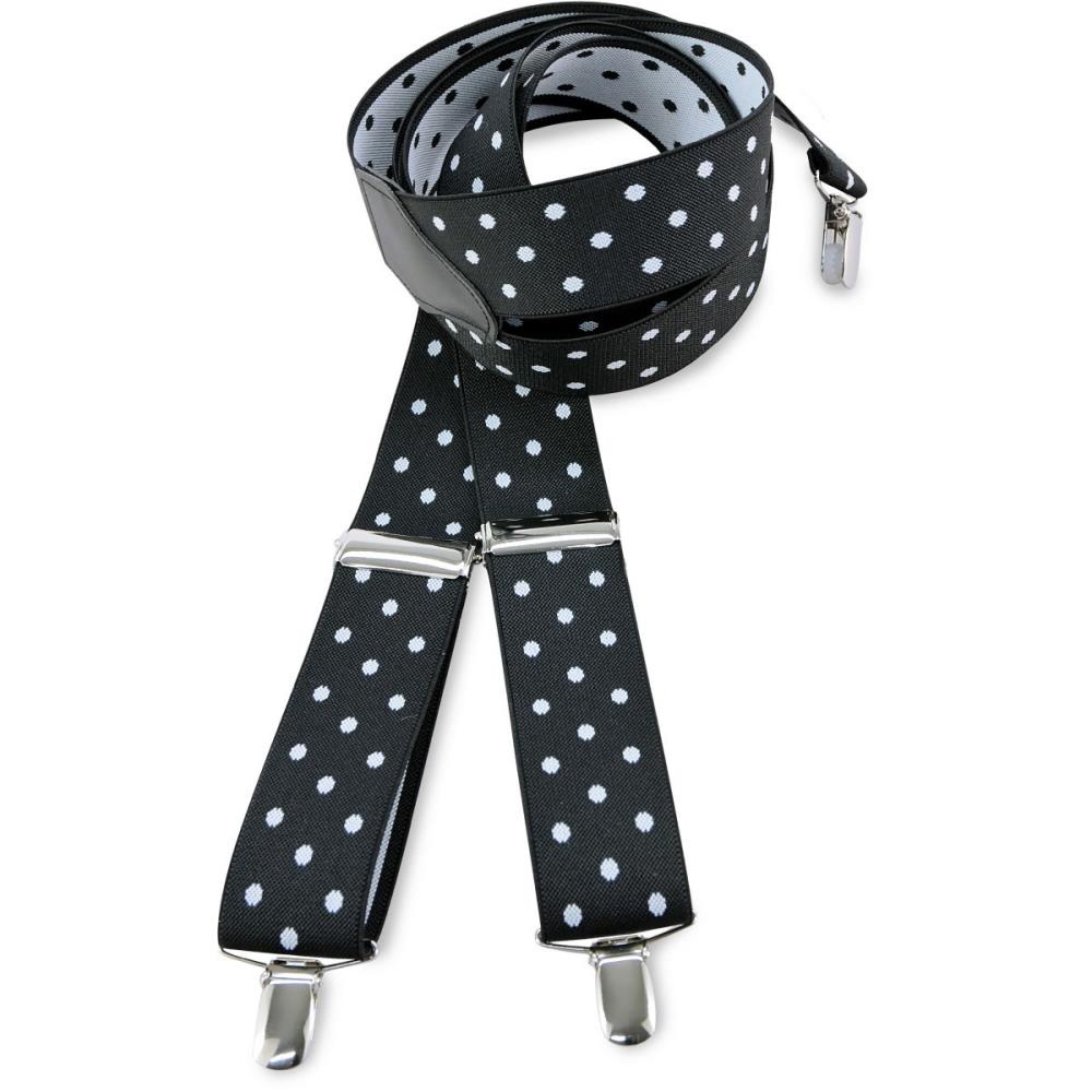 suspenders black with white polka dots - 2