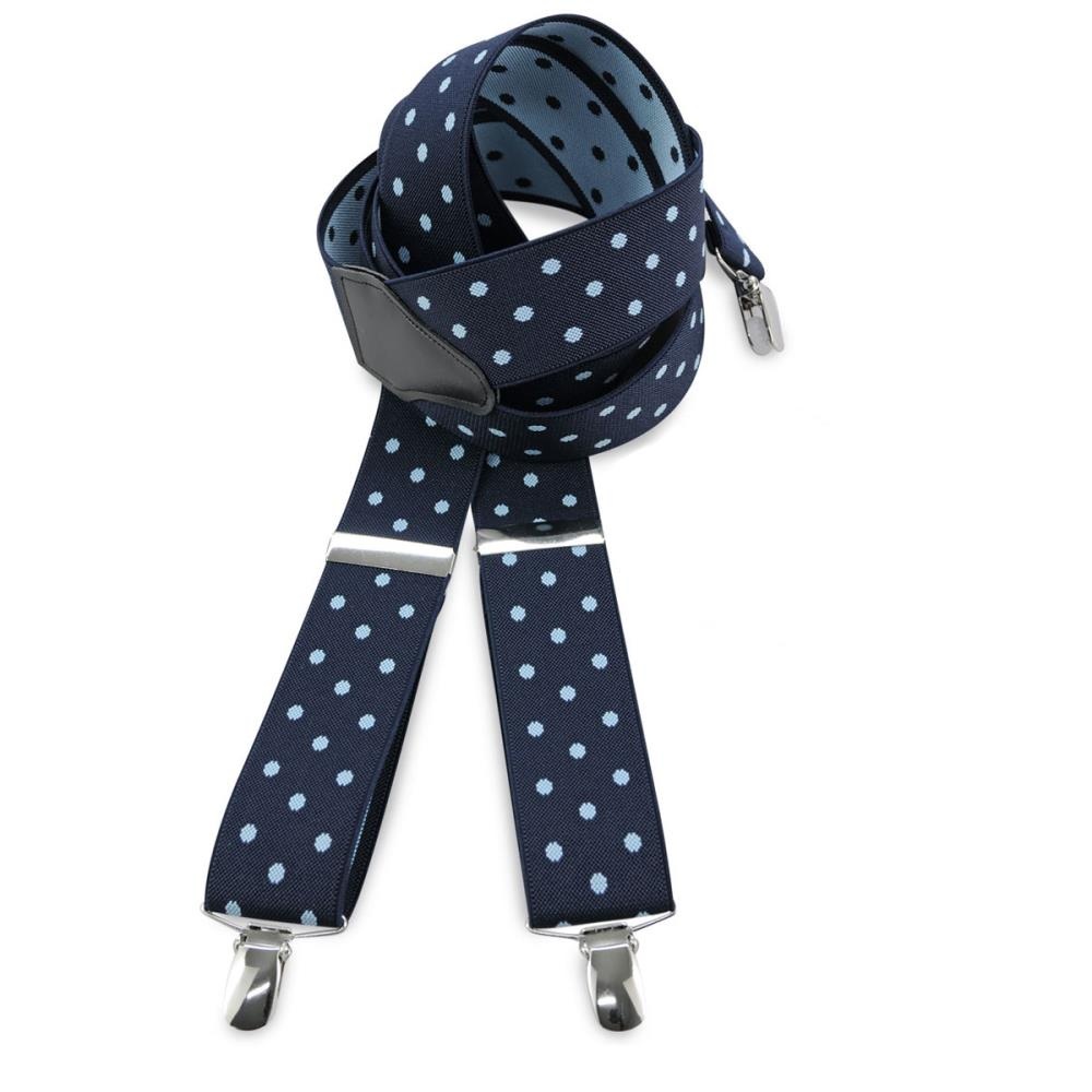 Suspenders blue with light blue polkadots - 1
