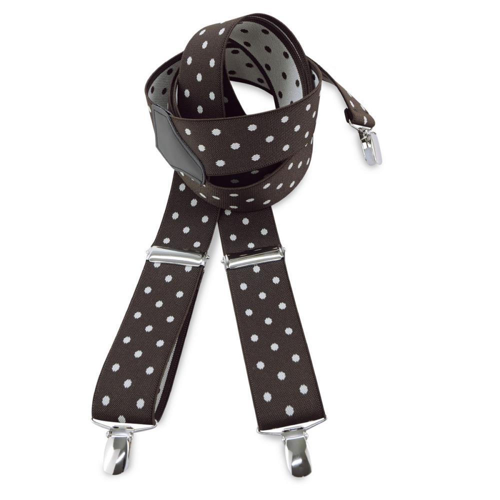 Suspenders brown with white polkadots - 1