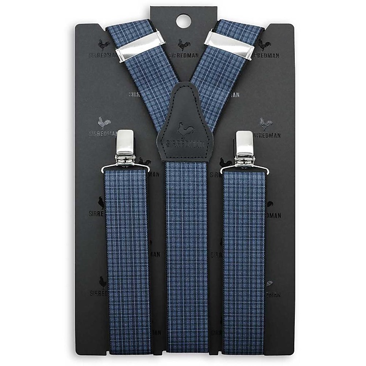 suspenders checkered blue