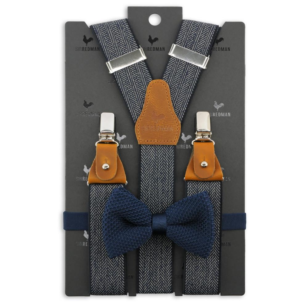 suspenders combi pack Herringbone pattern blue - 1