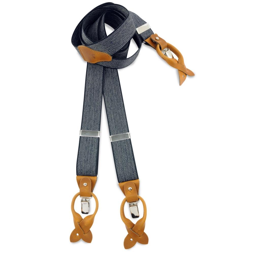 suspenders combi pack Herringbone pattern blue - 3