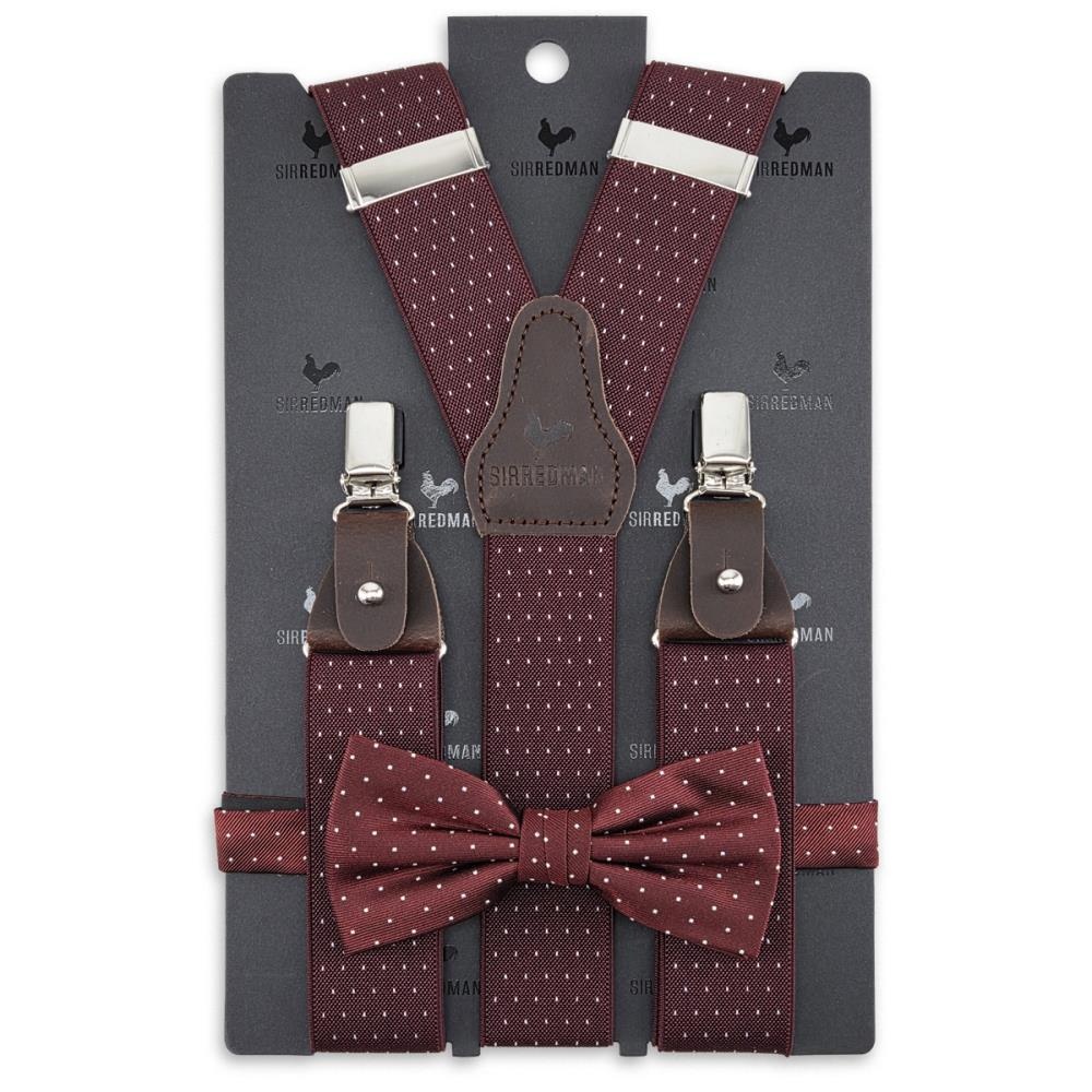 suspenders combi pack Mayfair Dots Burgundy - 1